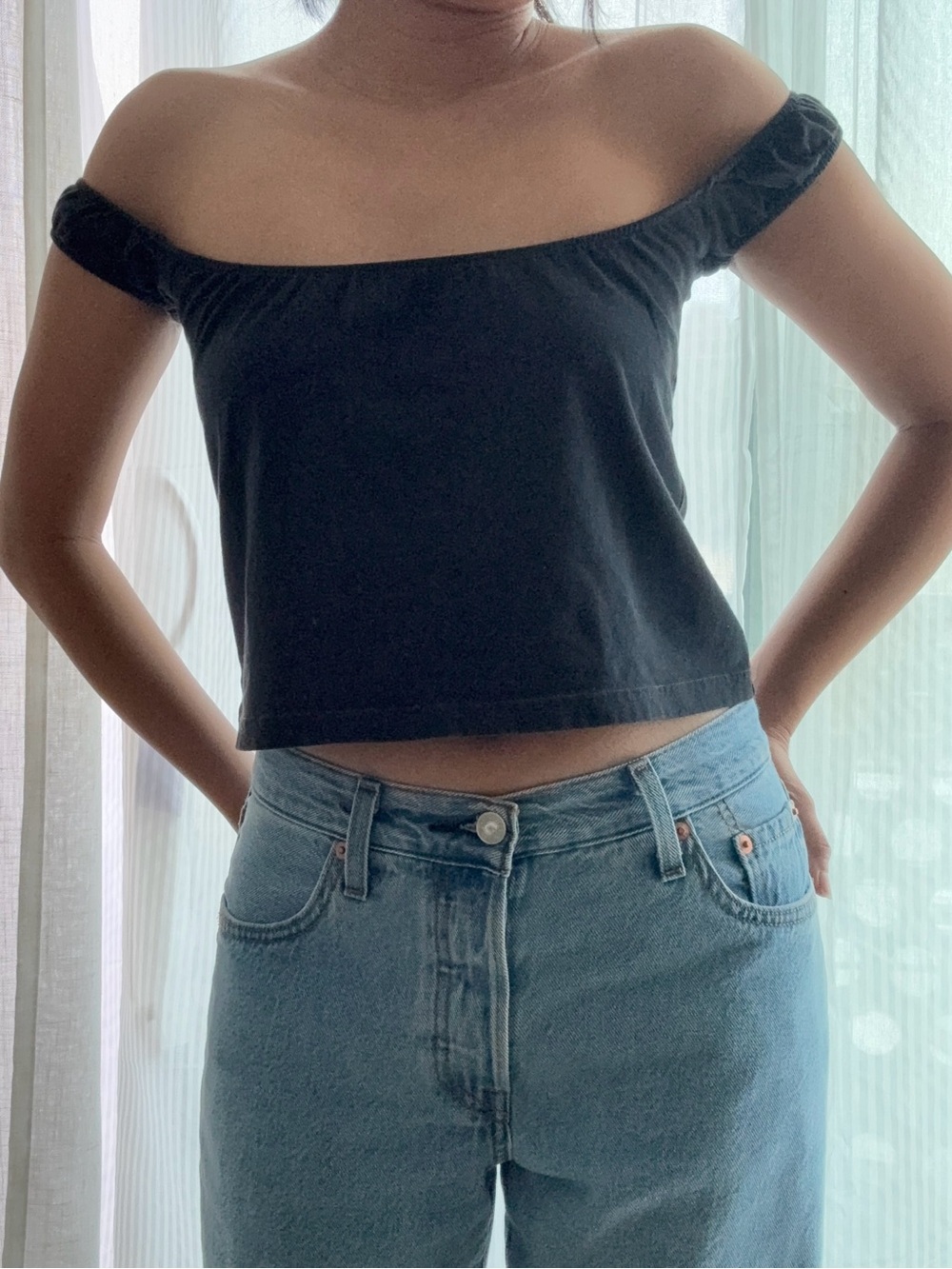 Brandy Melville off shoulder black top